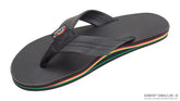 The Rastafarian - Single Layer Classic Black Leather with Rasta Mid Sole and 1" Strap