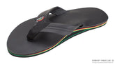 The Rastafarian - Single Layer Classic Black Leather with Rasta Mid Sole