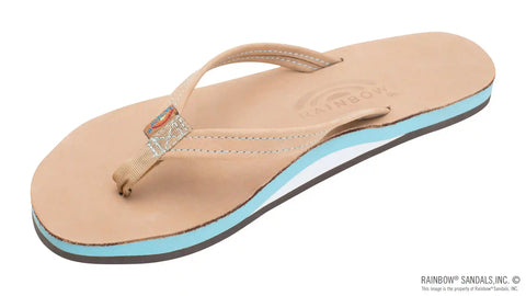 The Tropics - Single Layer Premier Leather with Colorful Mid Sole and a 1/2" Narrow Strap