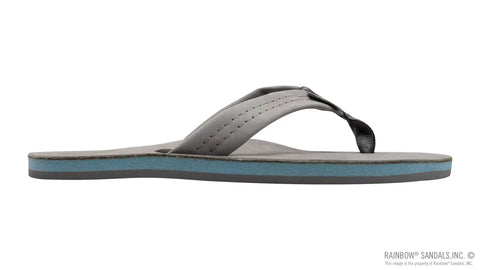 Signature Series -  Women's Single Layer Premier Grey Leather Lt. Blue Midsole 1" Wide Strap