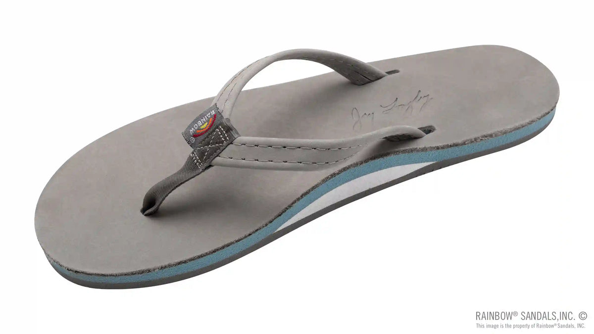 Signature Series -  Women's Single Layer Premier Grey Leather Lt. Blue Midsole 1/2" Narrow Strap