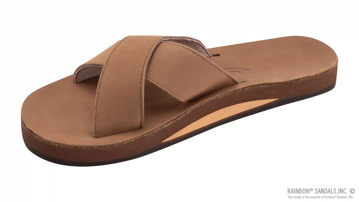 Premier Leather Single Layer Arch Cross Strap Flat Stitch