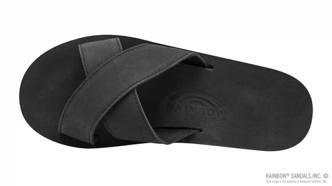 Premier Leather Top Sole Single Layer Arch Cross Strap Flat Stitch Slide