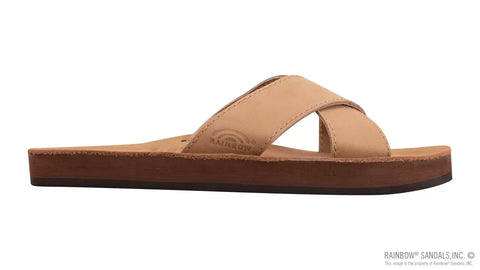 Premier Leather Top Sole Single Layer Arch Cross Strap Flat Stitch Slide