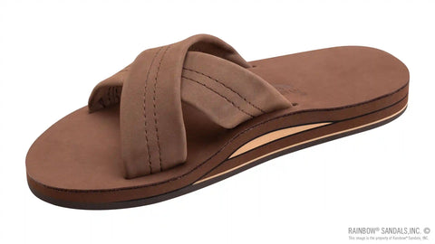 Premier Leather Double Layer Arch Cross Strap Rolled Stitch
