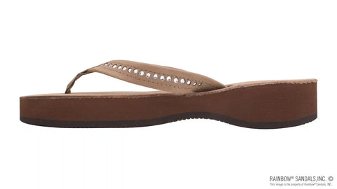 Four Layer Leather Wedge - 3/4" Strap with Crystals