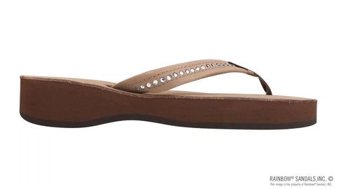 Four Layer Leather Wedge - 3/4" Strap with Crystals