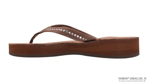 Four Layer Leather Wedge - 3/4" Strap with Crystals