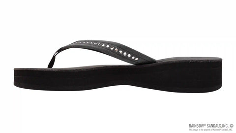 Four Layer Leather Wedge - 3/4" Strap with Crystals