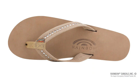 Four Layer Leather Wedge - 3/4" Strap with Crystals
