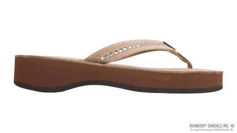 Four Layer Leather Wedge - 3/4" Strap with Crystals