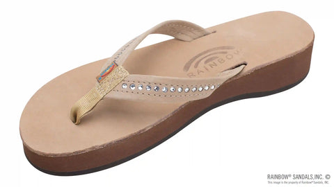 Four Layer Leather Wedge - 3/4" Strap with Crystals