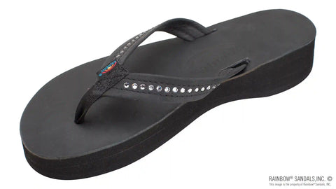 Four Layer Leather Wedge - 3/4" Strap with Crystals