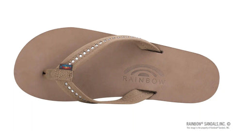 Six Layer Leather Wedge - 3/4" Strap with Crystals