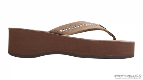 Six Layer Leather Wedge - 3/4" Strap with Crystals