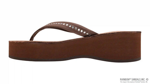 Six Layer Leather Wedge - 3/4" Strap with Crystals
