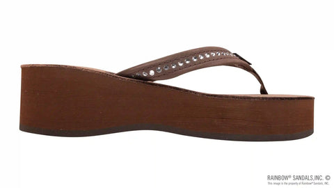 Six Layer Leather Wedge - 3/4" Strap with Crystals