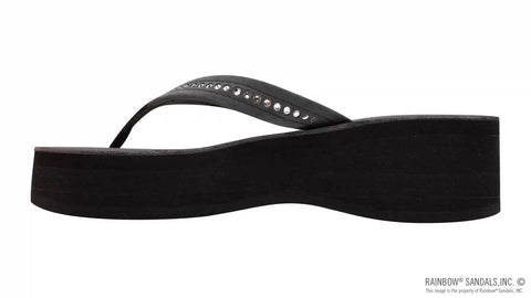 Six Layer Leather Wedge - 3/4" Strap with Crystals