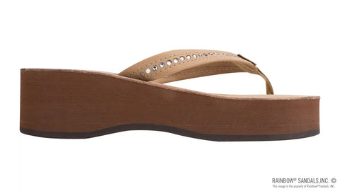 Six Layer Leather Wedge - 3/4" Strap with Crystals