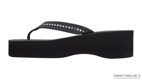 Six Layer Leather Wedge - 3/4" Strap with Crystals