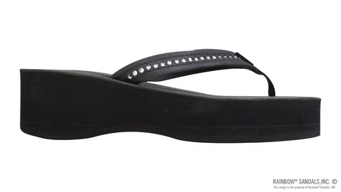 Six Layer Leather Wedge - 3/4" Strap with Crystals