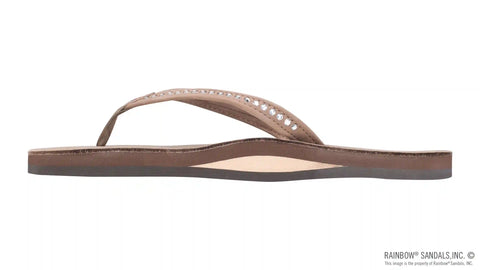 Crystal Collection - Single Layer Arch Support Leather 1/2" Narrow Strap with Crystals