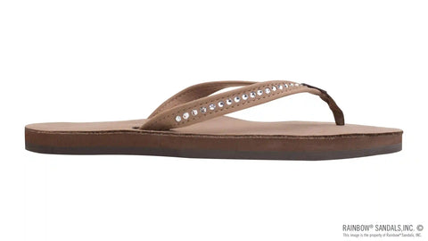 Crystal Collection - Single Layer Arch Support Leather 1/2" Narrow Strap with Crystals