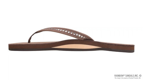 Crystal Collection - Single Layer Arch Support Leather 1/2" Narrow Strap with Crystals