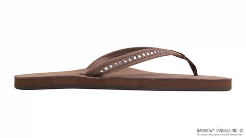Crystal Collection - Single Layer Arch Support Leather 1/2" Narrow Strap with Crystals