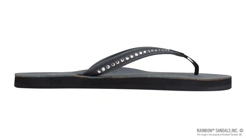 Crystal Collection - Single Layer Arch Support Leather 1/2" Narrow Strap with Crystals