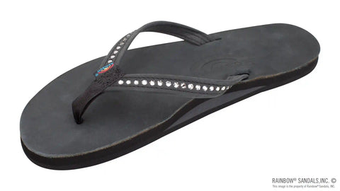 Crystal Collection - Single Layer Arch Support Leather 1/2" Narrow Strap with Crystals