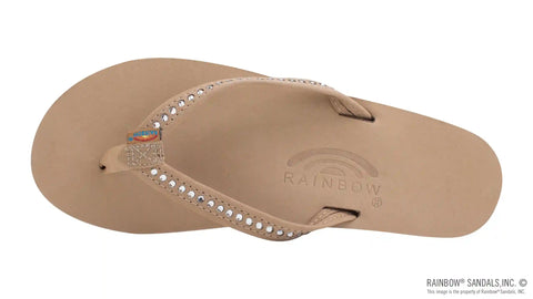 Crystal Collection - Single Layer Arch Support Leather 1/2" Narrow Strap with Crystals