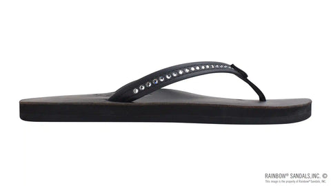 Crystal Collection - Single Layer Arch Support Leather 1/2" Narrow Strap with Crystals