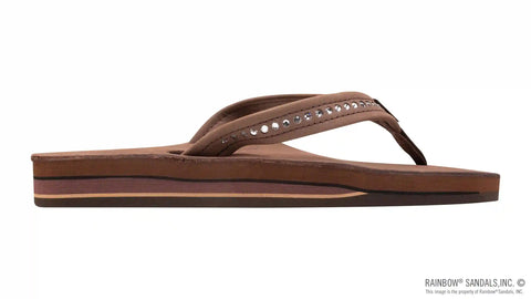 Crystal Collection - Double Layer Arch Support Leather 3/4" Medium Strap w/ Crystals