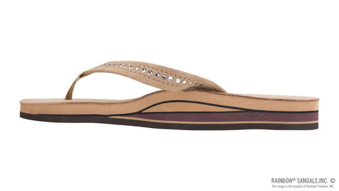 Crystal Collection - Double Layer Arch Support Leather 3/4" Medium Strap w/ Crystals