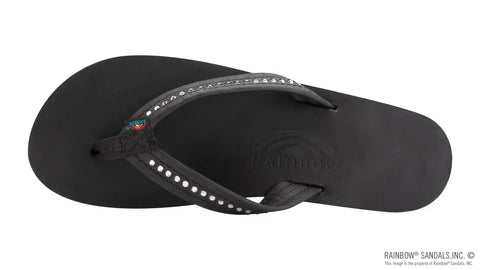Crystal Collection - Double Layer Arch Support Leather 3/4" Medium Strap w/ Crystals