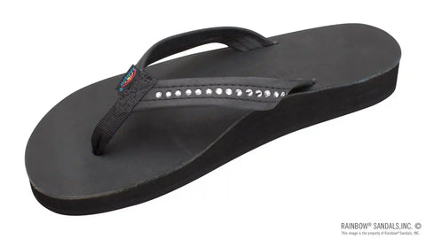 Crystal Collection - Double Layer Arch Support Leather 3/4" Medium Strap w/ Crystals