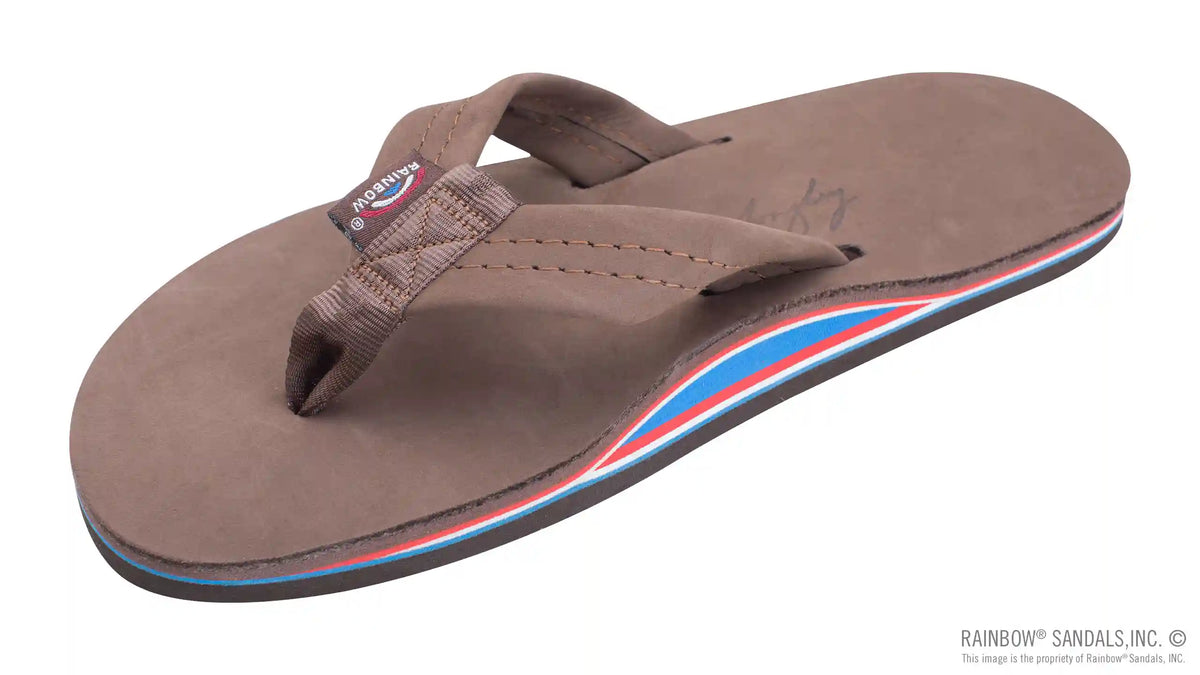 The Americana -Men's Single layer Premier Leather  Red White & Blue Mid Sole