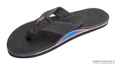 The Americana - Women's  Single layer Premier Leather Red White & Blue Mid Sole with a 1" Strap