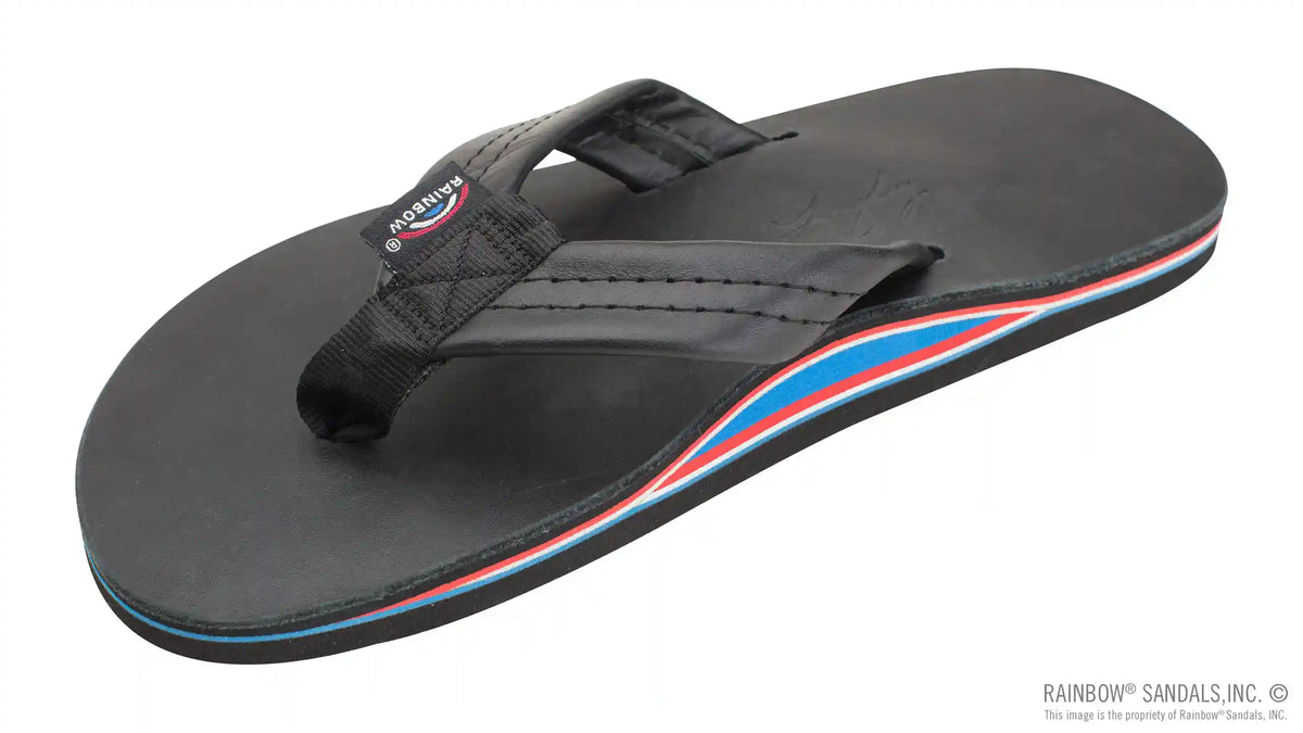 The Americana - Men's Single Layer Classic Leather with Red White & Blue Mid Sole
