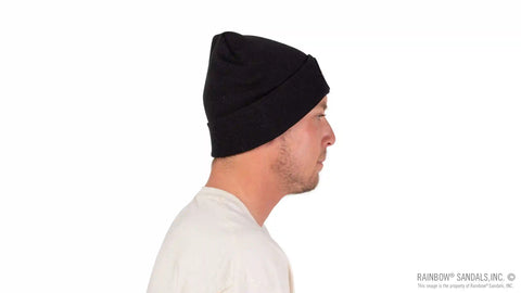Basic Cuff Beanie with Long Ride Patch 100% Acrylic