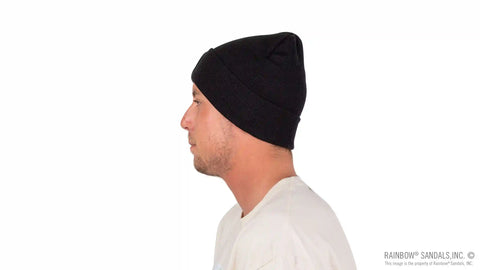 Basic Cuff Beanie with Long Ride Patch 100% Acrylic