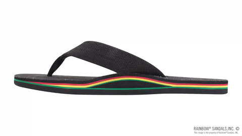 The Rastafarian - Single Layer Black Hemp with Rasta Mid Sole and 1" Strap