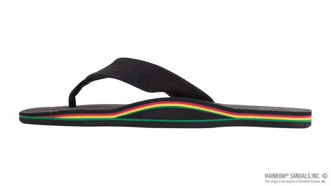 The Rastafarian - Single Layer Black Hemp with Rasta Mid Sole