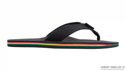 The Rastafarian - Single Layer Black Hemp with Rasta Mid Sole