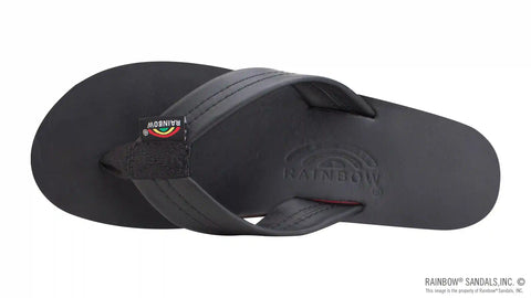 The Rastafarian - Single Layer Classic Black Leather with Rasta Mid Sole and 1" Strap