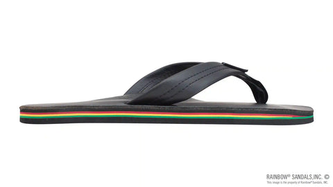 The Rastafarian - Single Layer Classic Black Leather with Rasta Mid Sole