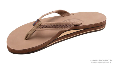 The Willow – Double Layer Arch Support Premier Leather with Inset Double Braided 3/4” Medium Strap