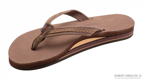 The Willow – Double Layer Arch Support Premier Leather with Inset Double Braided 3/4” Medium Strap